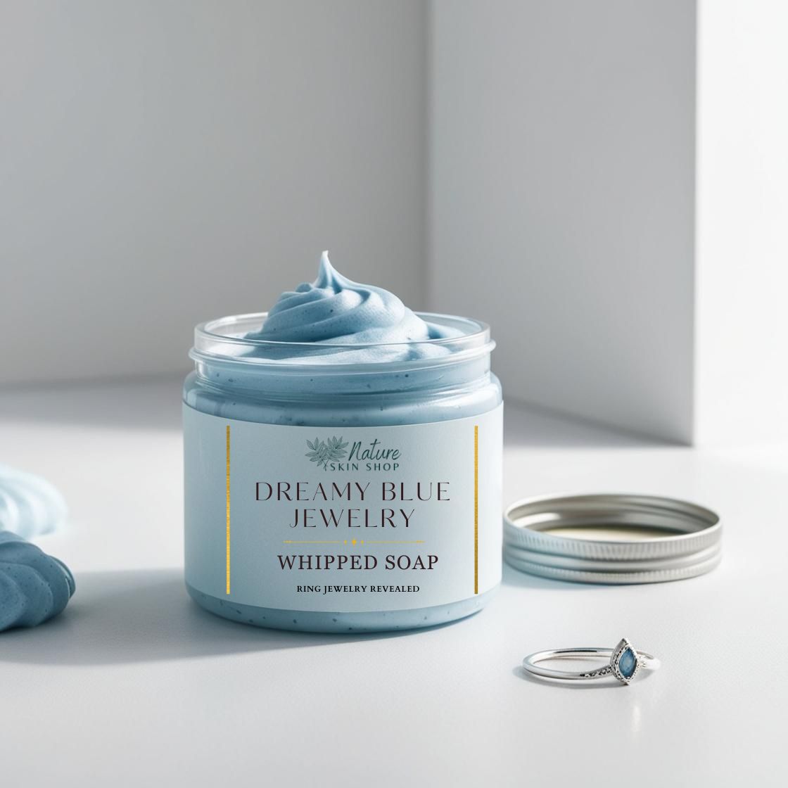 Dreamy Blue Jewelry Whipped Soap, RING REVEAL inside!-2