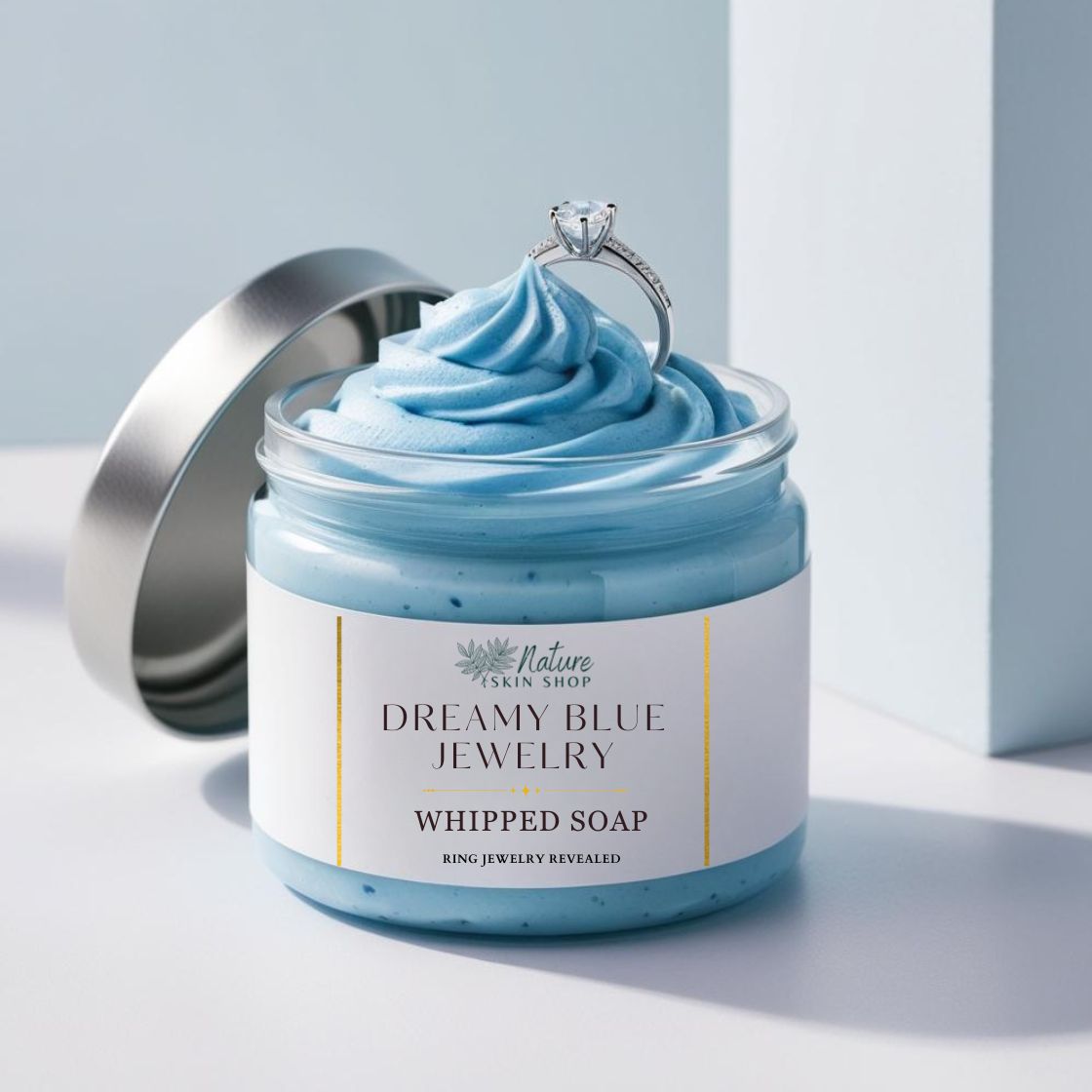 Dreamy Blue Jewelry Whipped Soap, RING REVEAL inside!-1