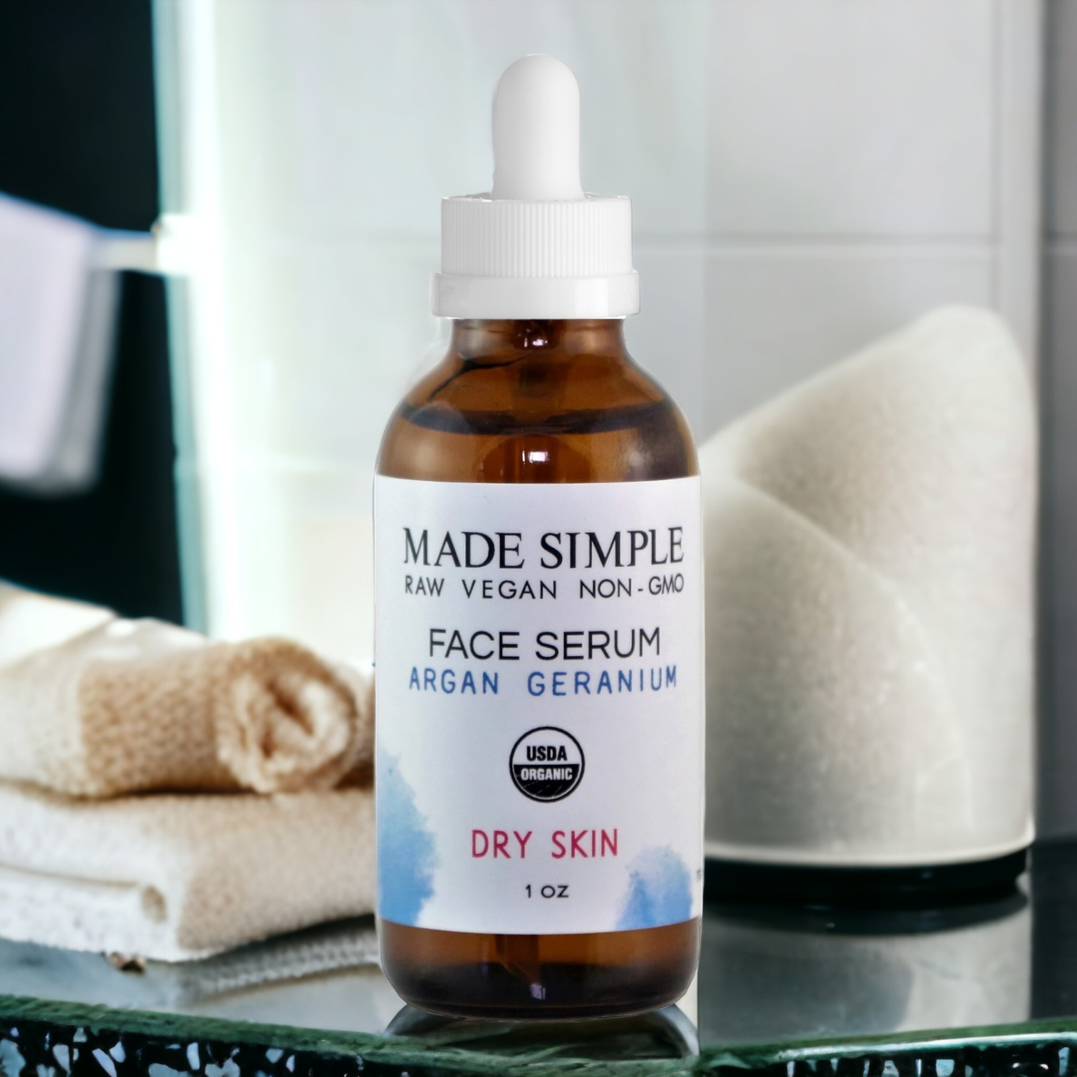 Argan Geranium Face Serum for Dry Skin - Certified Organic. Vegan & Cruelty-free-5